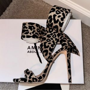💎Stunning Like New Glam Leopard Print Sandal Heels by Amina Abdul Jalil size 8